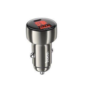 AЗП Hoco Z50 Leader 48W dual-port PD30W+QC3.0 car charger with digital display Metal Grey NLM-100207 фото