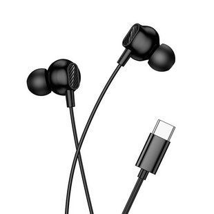 Навушники дротові HOCO M117 Victory universal digital earphones with mic. Type-C Black NLM-100537 фото