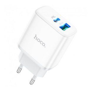 Мережевий зарядний пристрій Hoco C105A Stage dual port PD20W + QC3.0 charger White NLM-94919 фото