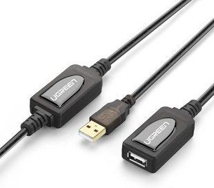 Кабель UGREEN US121 USB 2.0 Active Extension Cable with Chipset 20m (Black) 10324 NLM-98798 фото