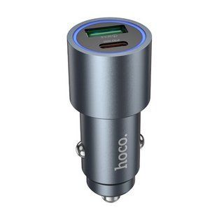 АЗП Hoco Z60 Bloom 48W dual-port PD30W+QC3.0 multi-protocol car charger Metal Gray NLM-97656 фото