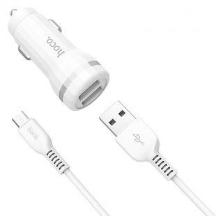 Автомобільний зарядний пристрій HOCO Z27 staunch 2USB/2.4A +Micro Usb white NLM-86707 фото
