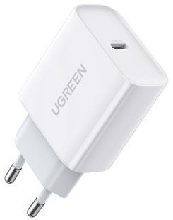 Мережевий зарядний пристрій UGREEN CD137 Fast Charging Power Adapter with PD 20W EU (White) (60450) NLM-87680 фото