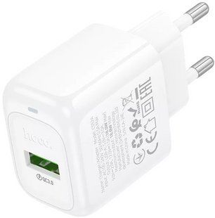 МЗП Hoco CS52A surplus single-port 18w QC3.0 home charger(EU) white NLM-99619 фото