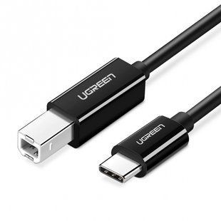 Кабель для принтера UGREEN US241 USB-C to USB 2.0 Print Cable 2m Black (50446) NLM-78812 фото