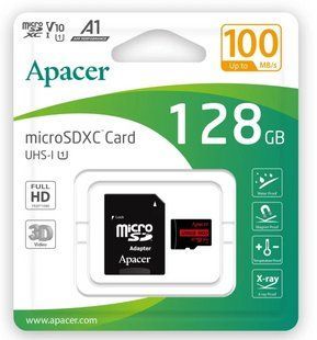 Карта пам`ятi MicroSDHC 64GB UHS-I Class 10 Apacer + SD adapter (AP128GMCSX10UB-R) NLM-96585 фото