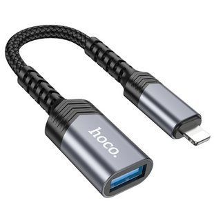 Перехідник Hoco iP male to USB female 2.0 converter UA24 0.1m metal gray NLM-93331 фото