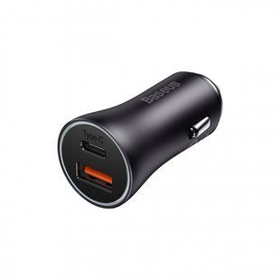 Автомобільний зарядний пристрій Baseus Golden Contactor Max Dual Fast Charger Car Charger U+C 60W Dark Gray (CGJM000113) NLM-88007 фото