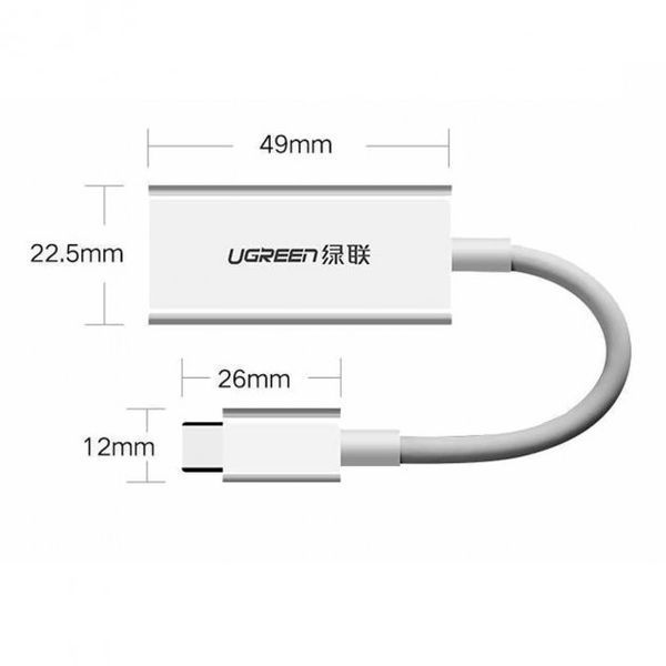 Перехідник UGREEN MM130 USB-C to DisplayPort Adapter (White) (40372) NLM-86009 фото