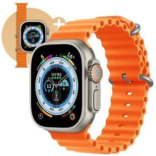 Розумний смарт годинник Smart Watch 8 Ultra спортивний з мікрофоном тонометром IP67 Aluminium 49mm Помаранчевий NLM-91623 фото