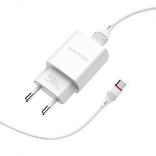 Мережевий зарядний пристрій Borofone BA20A 1USB/2.1A + cable Type-C 1m white NLM-83704 фото