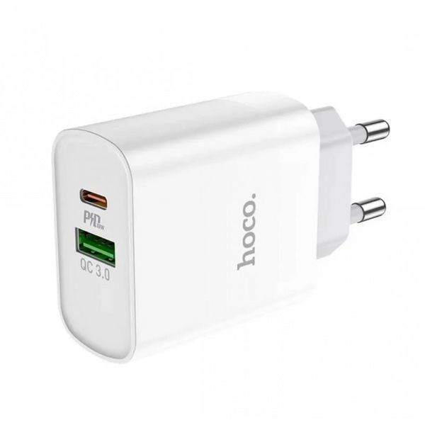 Мережевий зарядний пристрій HOCO C80A Rapido PD20W+QC3.0 charger(EU) white NLM-84581 фото