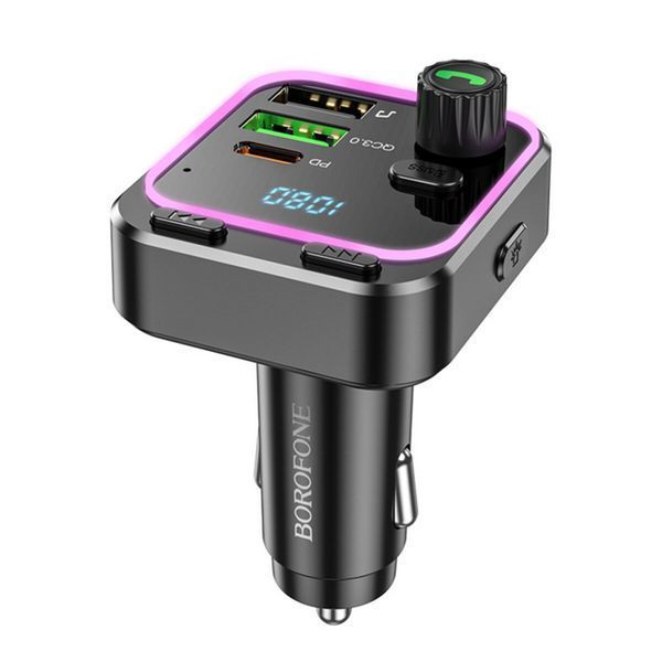 АЗП з FM-модулятором BOROFONE BC53 Highway PD20W+QC3.0 car BT FM transmitter 18W Black (6941991108457) NLM-94777 фото