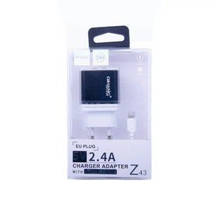Мережевий зарядний пристрій Qihang QH-Z43 2.4A/2USB + Lightning cable 1м White NLM-89314 фото