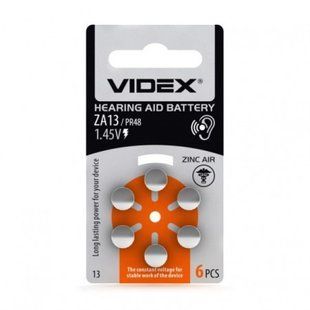 Батарейки для слухових апаратів Videx ZA13 PR48 6шт. NLM-67085 фото