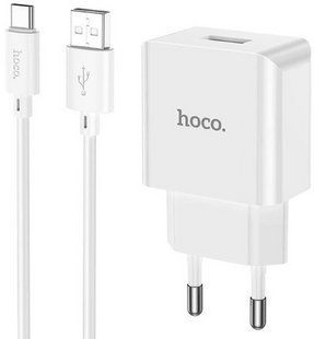 Мережевий зарядний пристрій HOCO C106A Leisure single port charger Type-C, 10.5W 2.1A white /36 NLM-97644 фото