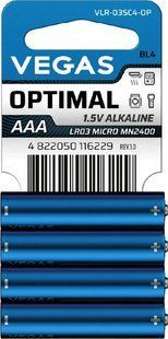 Батарейки VEGAS Alkaline Optimal ААA 4 шт (VLR-03SC4-OP) NLM-99356 фото