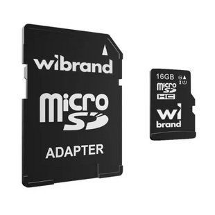 Карта пам*яті microSDHC (UHS-1) Wibrand 16 GB class 10 (adapter SD) WICDHU1/16GB-A NLM-97774 фото
