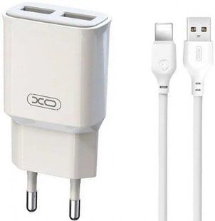 Мережевий зарядний пристрій USB XO L92 2.4 A 1 USB + кабель Lighting White NLM-88853 фото