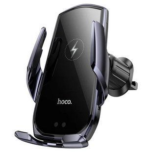 Автотримач для телефону із бездротовою зарядкою HOCO CA202 Plus Enlightener infrared induction wireless charging car holder Black NLM-100516 фото