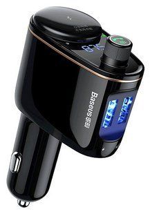 FM-модулятор Baseus Lokomotive S-06 Bluetooth автомобільний трансмітер з гніздом прикурювача та 2хUSB 3.4A Black (CCALL-RH01) NLM-81519 фото