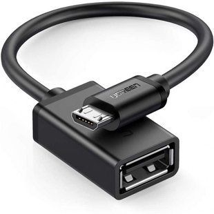 Кабель UGREEN US133 MicroUSB Male to USB-A Female Cable with OTG Nickel Plating15cm(Black) (10396 NLM-78780 фото
