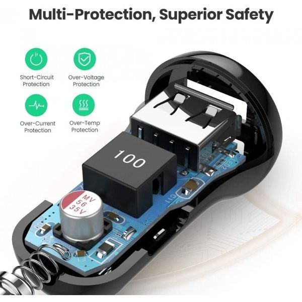 Автомобільний зарядний пристрій UGREEN ED018 Dual USB Car Charger (50875) NLM-78791 фото
